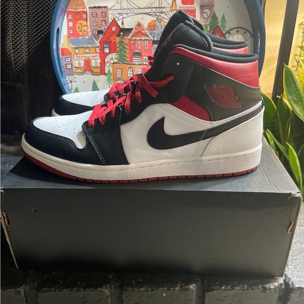 Jordan Red Athletic Shoes with High-Top Design and Iconic Swoosh